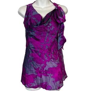 CABI FIT TO BE TIED Whimsigoth Purple Sleeveless Fairy Top 100% Silk Shirt XS